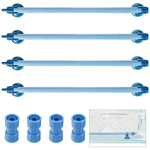 4 Piece Aquarium Bubble Wall Air Stone Bar 10 Inch Fish Tank, Blue