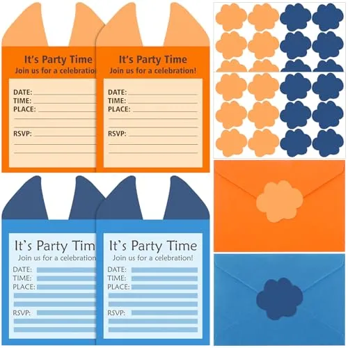24 Piece Paw Party Invitations Include 24 Dog Birthday Invitations, Blue