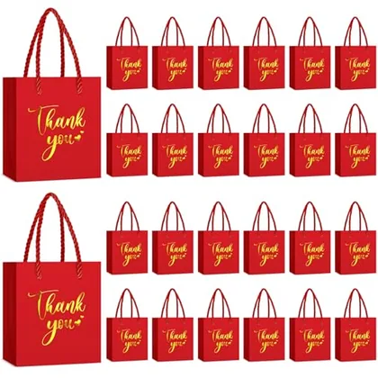 60 Piece Mini Thank You Gift Bag, Red, gift packaging