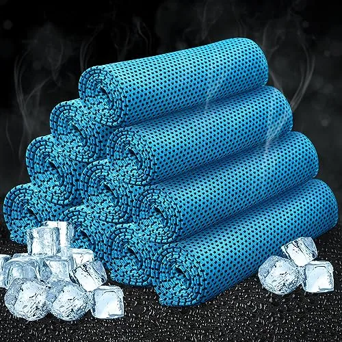 10 Piece Cooling Towel Bulk - Neck & Face Cool Chilly Towels, Blue