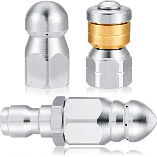 3 Piece Pressure Washer Sewer Jetter Nozzle Kit Stainless Steel