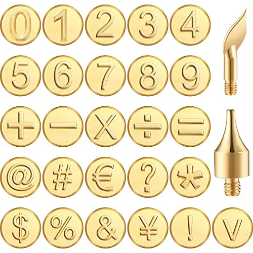28 Piece Wood Burning Number Tips Stamps Kit Tool