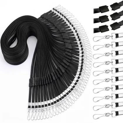 500 Piece Breakaway Badge Lanyards Bulk, Black, badges & lanyards