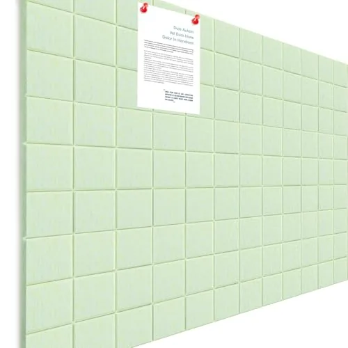 12 Piece 48 x 36 Inches Large Cork Board Felt Wall Tiles, Green