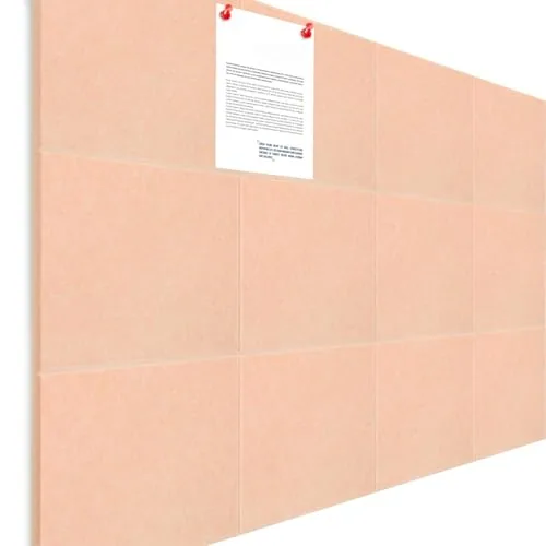 12 Piece 47 in x 35 in Large Cork Boards Tiles Alternative Felt, Yellow