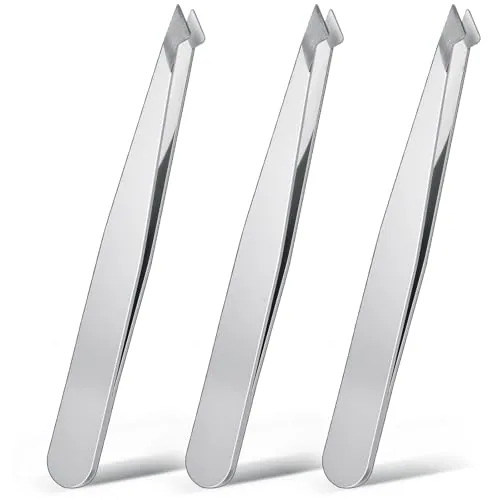 3 Piece Eyebrow Tweezers Stainless Steel Pointed Tip Pointed Hair
