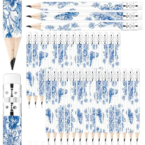 80 Piece Floral Pencil Favors, Blue