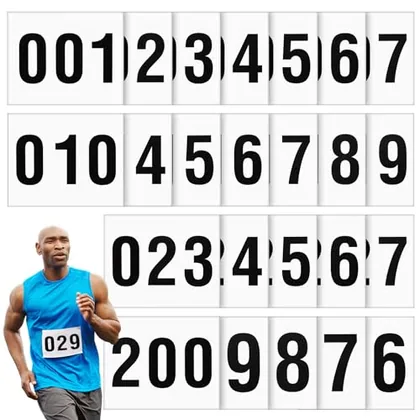 200 Piece Self-Adhesive 1-200 Adhesive Race Bibs 7.5 x 6 Inches Competitor, White, sports & swim