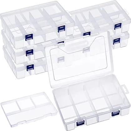 6 Piece Fishing Tackle Box Organizer, Clear, kitchen & bar