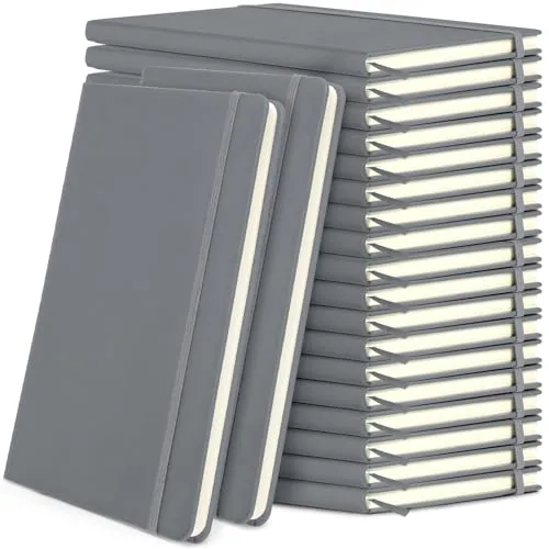 20 Piece A5 Lined Journal Notebooks PU Leather, Grey