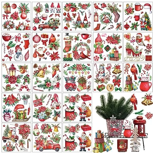 20 Sheets Christmas Rub on Transfers