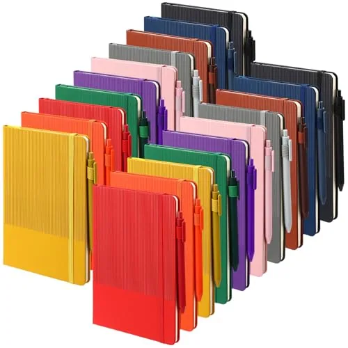 20 Piece A5 Hardcover Lined Notebooks Bulk Journal, Multicolour