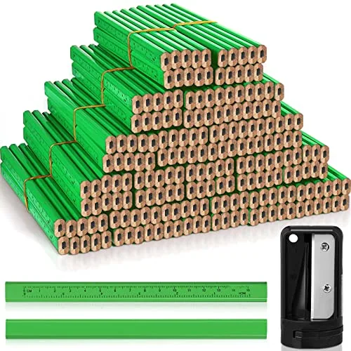 200 Piece Flat Construction Pencils, Green