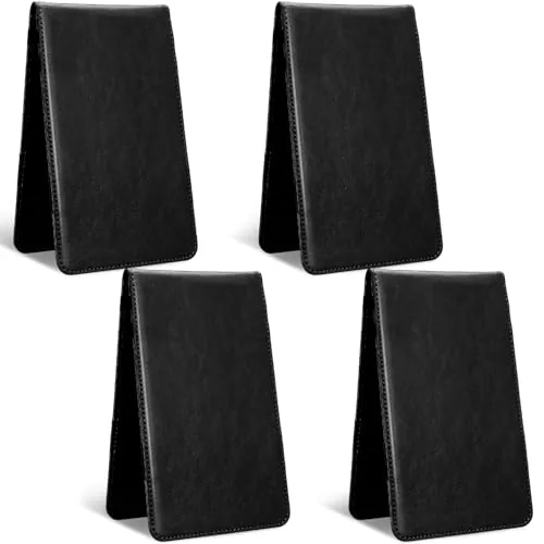4 Piece Golf Scorecard Holder PU Leather Golf Yardage Book Cover, Black