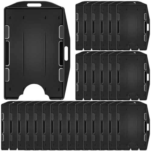 2 Sided Badge Holder Hard Plastic Badge Holder, Black