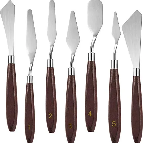7 Piece Painting Knife Palette Knife Set Steel Spatula, Red