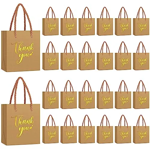 30 Piece Mini Thank You Gift Bag, Gold