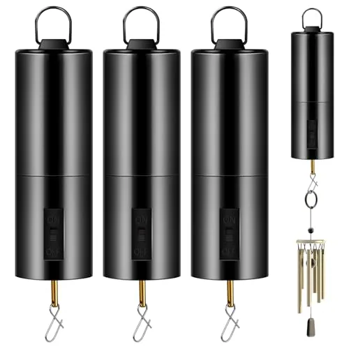 3 Piece Hanging Rotating Motor Wind Spinner, Black