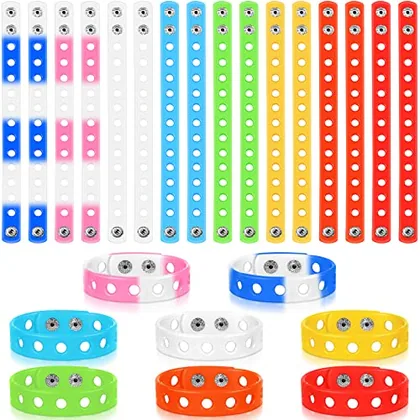 24 Piece Silicone Wristbands Cute Silicone Adjustable Wristbands, Red, party & favours