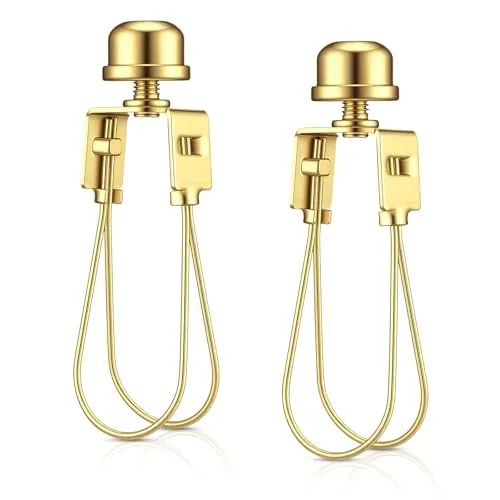 2 Piece Lamp Shade Light Bulb Clip Adapter Metal Lampshade Holder, Gold