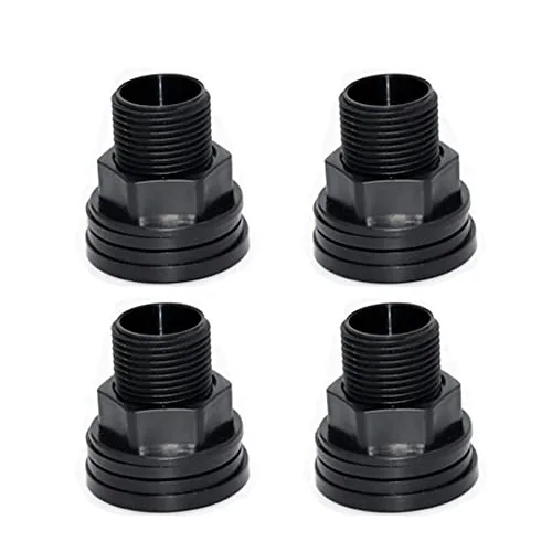 4 Piece PVC Bulkhead Fitting Double Threaded Bulkhead, Black
