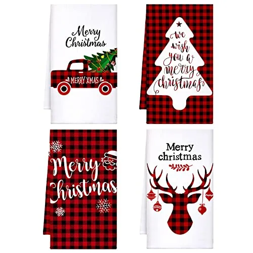 Christmas Kitchen Towels Ultra Absorbent Dish Quick to, Black