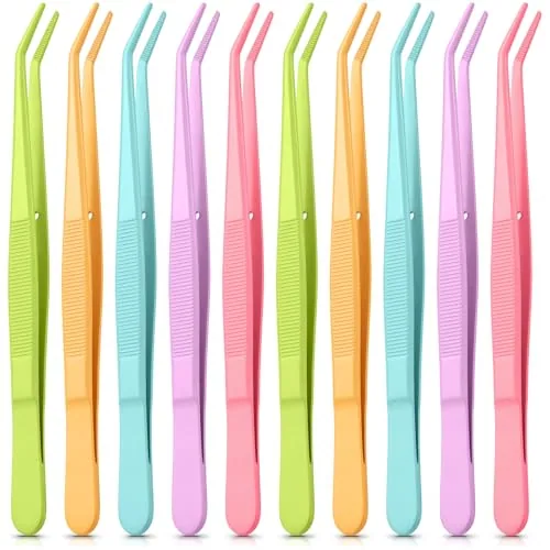 10 Piece Stainless Steel Tweezers, Multicolour