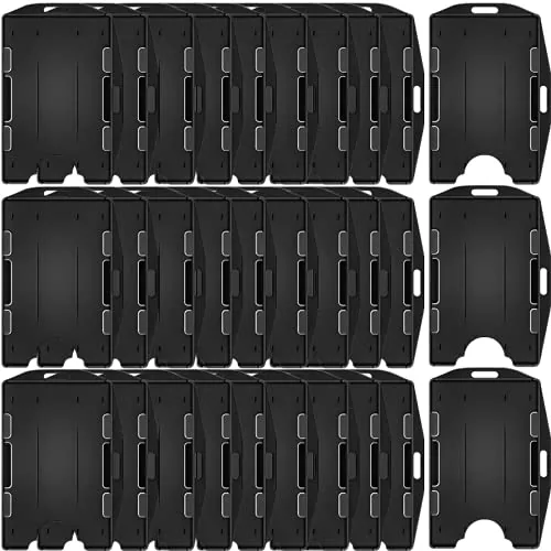 2 Sided Badge Holder Hard Plastic Badge Holder, Black