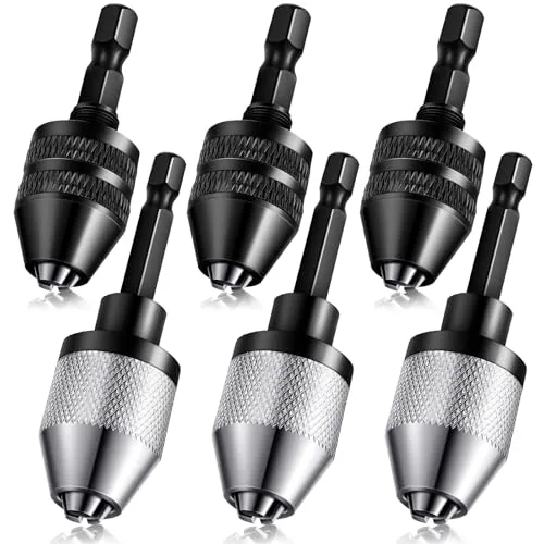 6 Piece Drill Chuck Adapter Keyless 1/4 Inch Hex Shank Drill Chuck