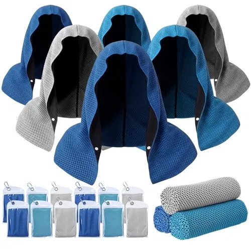 12 Piece Cooling Hoodie Towel Quick Drying, Grey