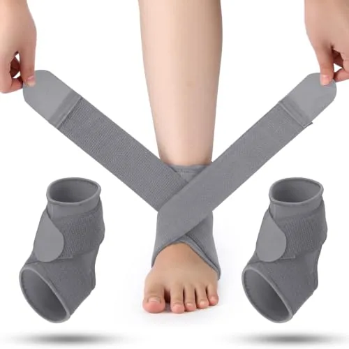 2 Piece Kids Ankle Brace Youth Ankle Support, Grey