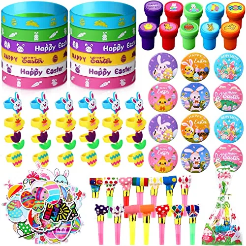 170 Piece Easter Party Favors Set Bulk Easter Egg Fillers Stuffed, Multicolour