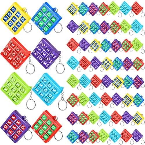 64 Piece Tic Tac Toe Game Party Favors Keychains Bulk Birthday