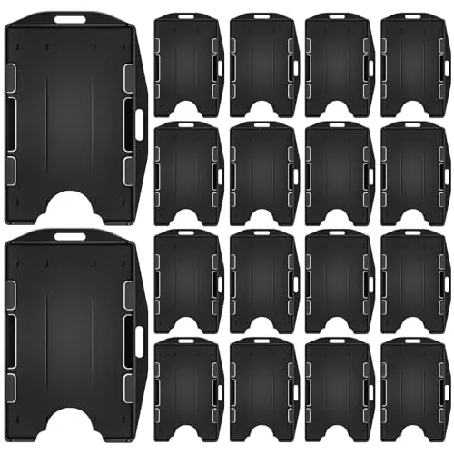 2 Sided Badge Holder Hard Plastic Badge Holder, Black
