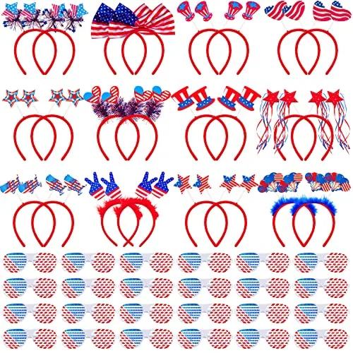 48 Piece 4th of July Accessories 250th Anniversary Party Favors, Red