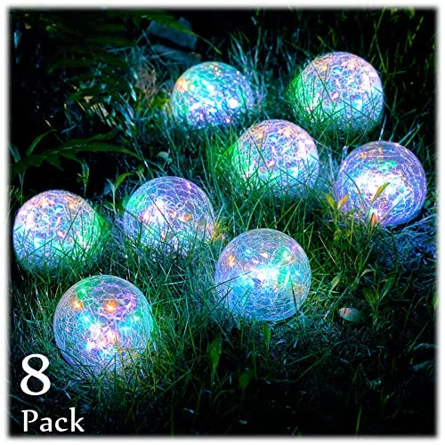 8 Piece Decorative Solar Globe Lights Outdoor Waterproof