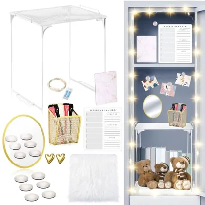 19 Piece Magnetic Locker Organizer and Decorating Kit, Gold, stationery & paper