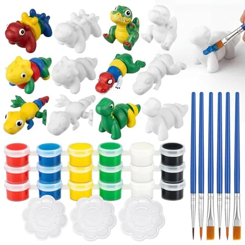 12 Piece 3D Printed Animal Figurines Painting Arts and Craft Kit, Multicolour