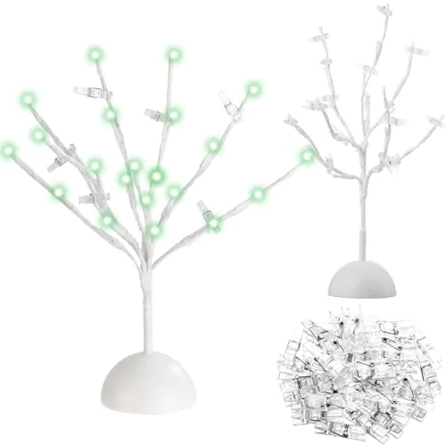LED Tree Light 32 Clips Photo Holder Tabletop Display, Green