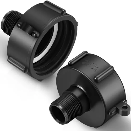 2 Piece 275 330 Gallon IBC Tote Adapter 2 in Coarse Thread x 3/4