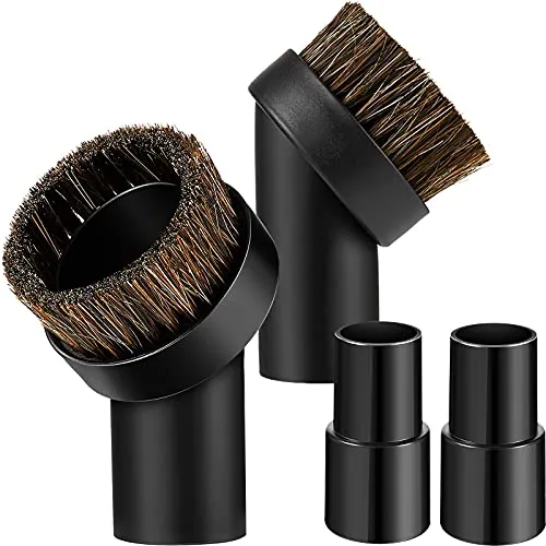 2 Piece Vacuum Brush Attachment Round Dust Brush Bristle Cleaner, Black