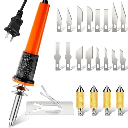 22 Piece Electric Hot Knife Cutter Tool Include Heated Knife, Orange
