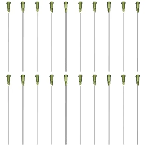 20 Piece 14g Industrial Blunt Tip 4 Inch Dispensing Needle, Green