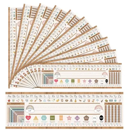 40 Piece Boho Retro Desk Name Plates, badges & lanyards