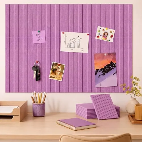 12 Piece 48 in x 36 in Large Cork Board Alternative Felt Bulletin, Purple